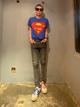 「DR.DENIM（ドクターデニム）のアイテム」を使った、田中奨伍さん（メンズ・178cm）の春コーディネート