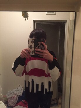 「MACKDADDY（マックダディー）のOLD SCHOOL KNIT HOODIE（ニット/セーター、レッド系）」を使った、みやみやさん（メンズ・168cm）の春コーディネート