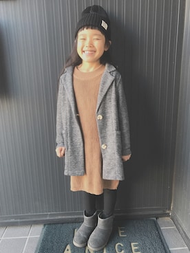 「no brand（ノーブランド）のアイテム（チェスターコート）」を使った、yuzu.moonさん（キッズ・110cm）の冬コーディネート