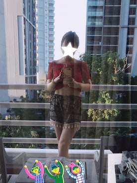 「無のアイテム（カーゴパンツ、ブルー系）」を使った、LAMAさん（レディース・160cm）の春コーディネート
