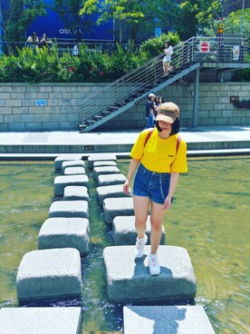 「thisisneverthat（ディスイズネバーザット）のアイテム（キャップ）」を使った、あんさん（レディース・160cm）の春コーディネート