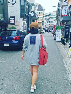 「thisisneverthat（ディスイズネバーザット）のアイテム（キャップ）」を使った、あんさん（レディース・160cm）の春コーディネート