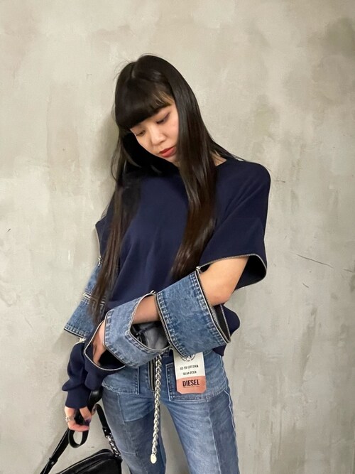 DIESEL（ディーゼル）の「レディース ニット デニム 切り替え ジップ