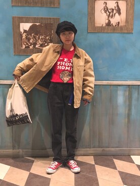 「E.T.」｜「アイテム（帽子）」を使った、harukaさん（レディース・152cm）の冬コーディネート
