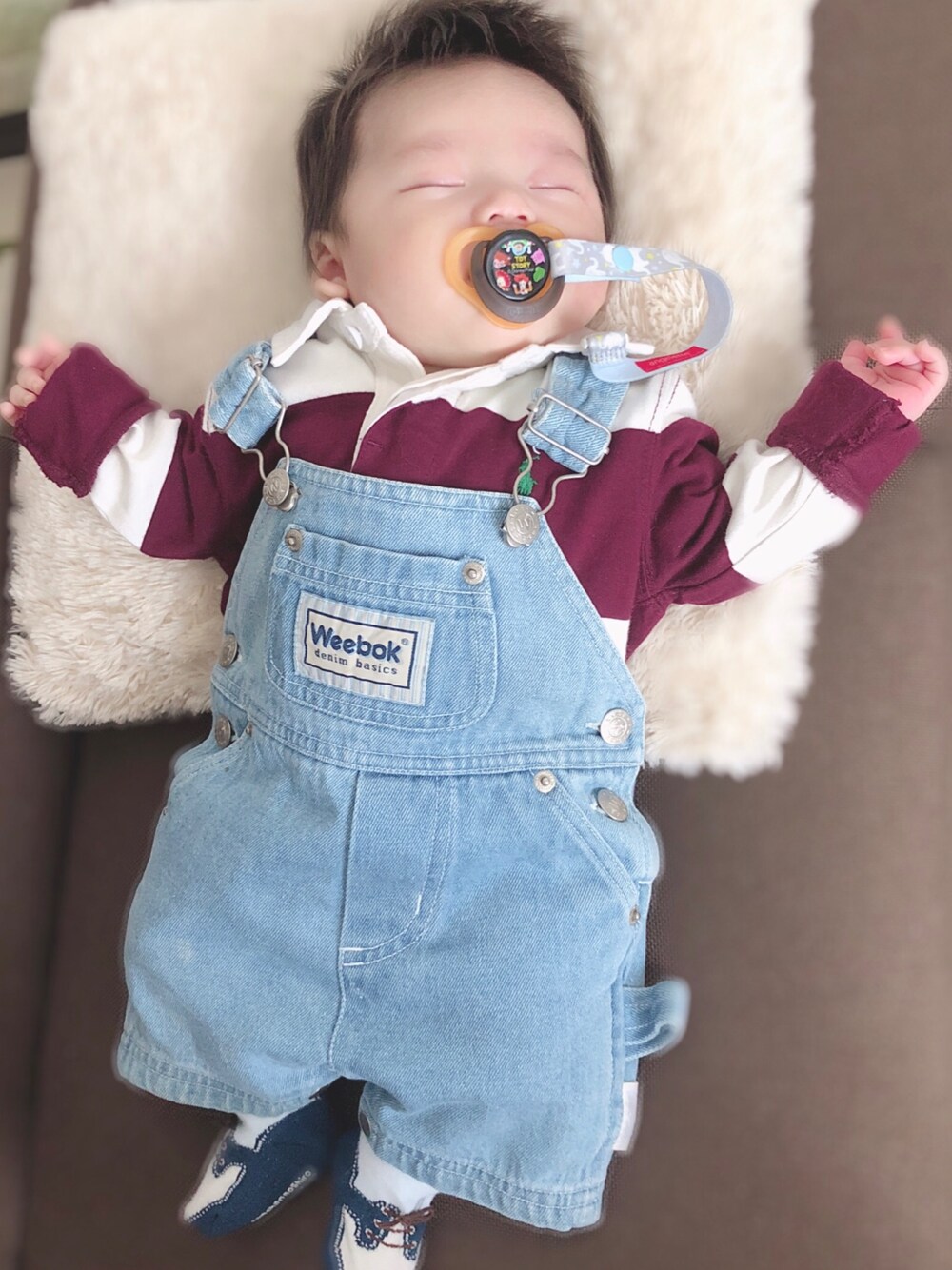 「プチプラコーデ、ベビーコーデ、男の子、生後3ヶ月」｜「RALPH LAURENのアイテム（ポロシャツ、レッド系）」を使った、Chan_ariさん（レディース・60cm）の春コーディネートの1枚目の写真