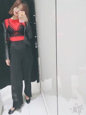 「Bershka（ベルシュカ）のアイテム（キャミソール、ブラック系）」を使った、juUdy🎀さん（レディース・163cm）の春コーディネート