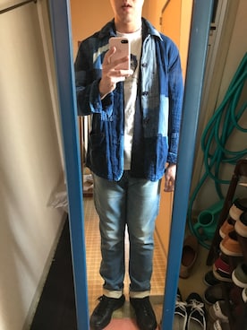 「BLUE BLUE（ブルーブルー）のアイテム（カバーオール）」を使った、はさんさん（メンズ・175cm）の春コーディネート