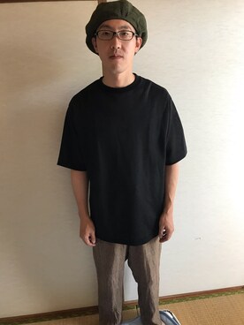 「markaware（マーカウェア）のアイテム（Tシャツ/カットソー）」を使った、はさんさん（メンズ・175cm）の夏コーディネート