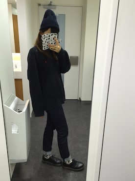 「UNIQLO（ユニクロ）のアイテム（デニムパンツ、ブラック系）」を使った、ぺそさん（レディース）の夏コーディネート