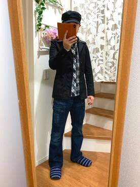 「SpRay（スプレイ）のアイテム（帽子）」を使った、たーちゃんさん（メンズ・164cm）の秋コーディネート