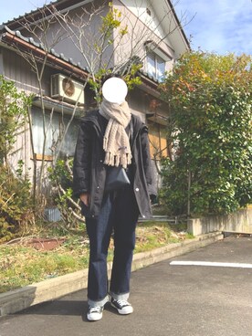 「EDWIN」｜「アイテム（マウンテンパーカー）」を使った、semiさん（レディース・167cm）の冬コーディネート