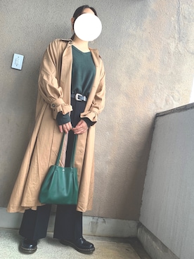 「JEANASIS（ジーナシス）のアイテム（ステンカラーコート）」を使った、semiさん（レディース・167cm）の秋コーディネート