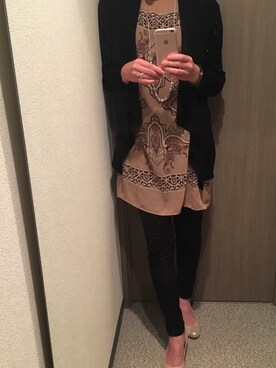 「不明のアイテム（ワンピース、ベージュ系）」を使った、容さん（レディース・163cm）の秋コーディネート