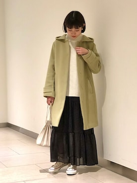 「カラーコート」｜「アイテム（ワンピース/ドレス）」を使った、加藤さん（レディース・158cm）の冬コーディネート