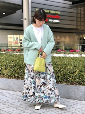 「バスクシャツ」｜「アイテム（ノーカラージャケット）」を使った、加藤さん（レディース・158cm）の冬コーディネート
