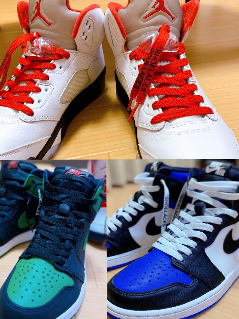 「エアジョーダン、シューレース、ファイアーレッド、ロイヤルトゥー、パイングリーン」｜「AIR JORDANのアイテム（スニーカー、ホワイト系）」を使った、yasucocoさん（メンズ・172cm）の夏コーディネートの1枚目の写真