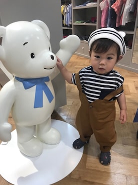 「Familiar （ファミリア）のアイテム（帽子）」を使った、kanacoさん（キッズ・80cm）の春コーディネート