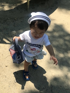 「Familiar （ファミリア）のアイテム（帽子）」を使った、kanacoさん（キッズ・80cm）の夏コーディネート