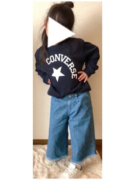 「CONVERSE（コンバース）のアイテム（スウェット）」を使った、YUNAさん（キッズ・110cm）の春コーディネート