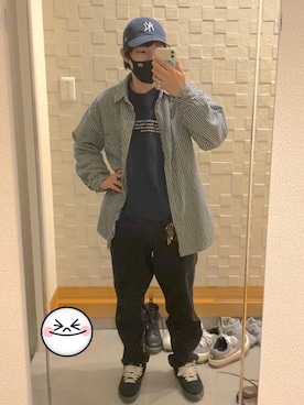 「VANS（バンズ）のVANS ヴァンズ HALF CAB ハーフキャブ BLACK/BLACK（スニーカー、ブラック系）」を使った、Kaede さん（メンズ）の冬コーディネート