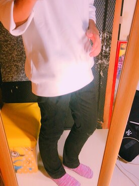 「GU（ジーユー）のアイテム（スウェット、ホワイト系）」を使った、Seaさん（メンズ・156cm）の秋コーディネート