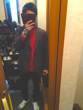 「ハイネックトップス」｜「アイテム（腕時計）」を使った、UTAROさん（メンズ・170cm）の秋コーディネート