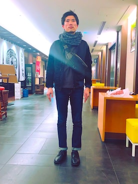 「BEAUTY&YOUTH UNITED ARROWS（ビューティーアンドユースユナイテッドアローズ）のアイテム（MA-1）」を使った、UTAROさん（メンズ・170cm）の冬コーディネート