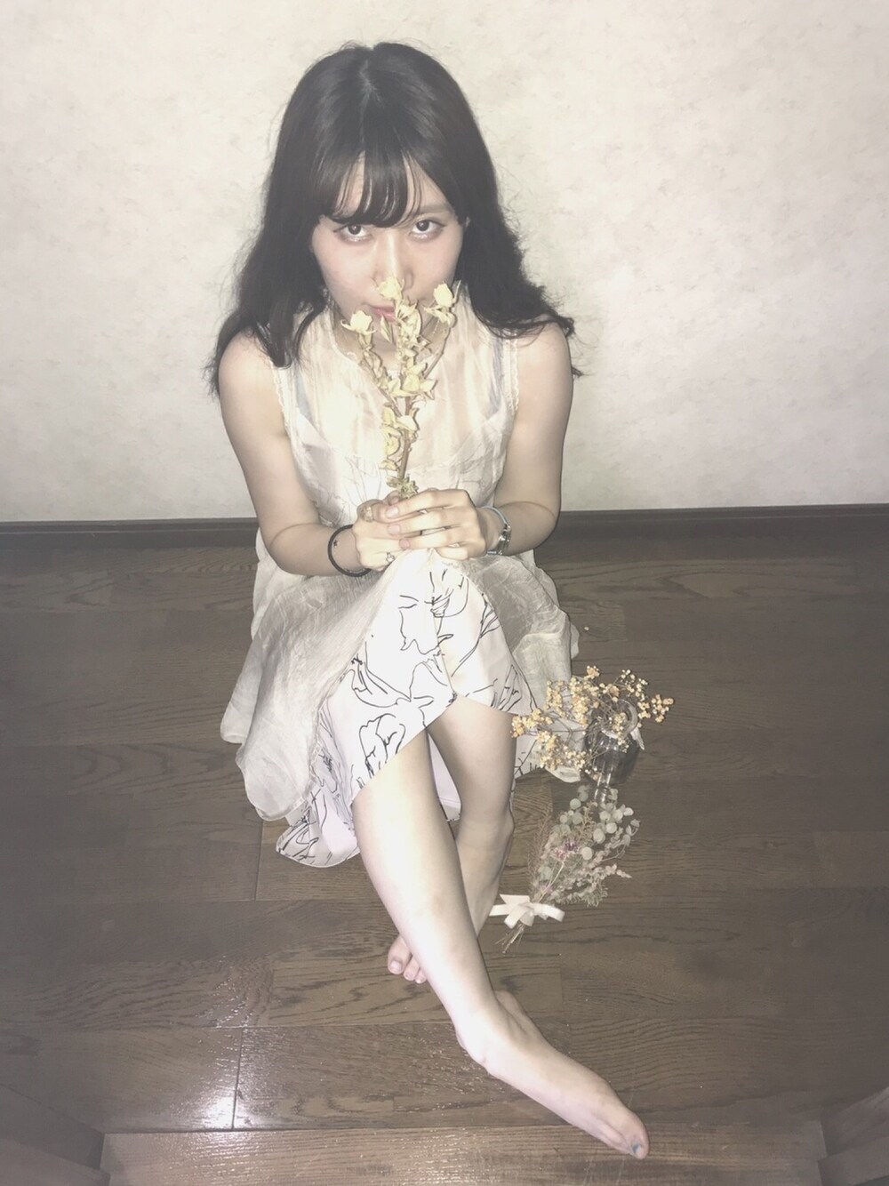 「ROYAL PARTY、ワンピース、プレゼント、ドライフラワー、　」｜「ROYAL PARTYのアイテム（ドレス、ベージュ系）」を使った、あさん（レディース・165cm）の夏コーディネートの1枚目の写真