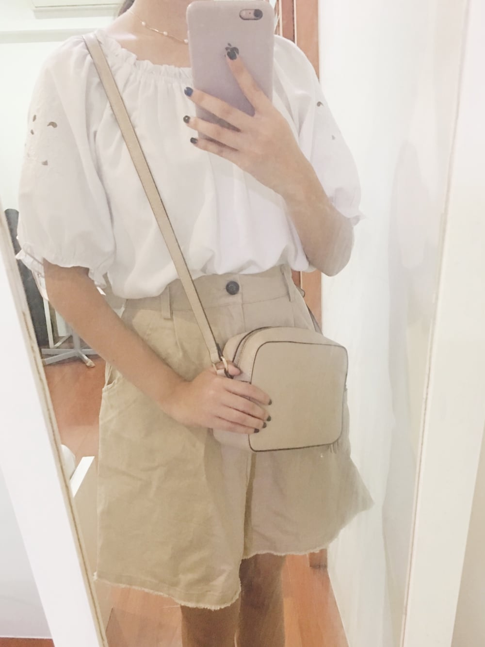 「ootd、夏、日系極簡、韓系、学生、学生風、デートコーデ」｜「LOWRYS FARMのヒネリパーツネックレス　812314（ネックレス、その他）」を使った、キキさん（レディース・160cm）の夏コーディネートの1枚目の写真