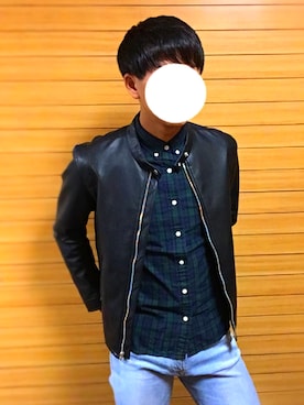 「BACK NUMBER（バックナンバー）のアイテム（ライダースジャケット）」を使った、ずんさん（メンズ・177cm）の秋コーディネート