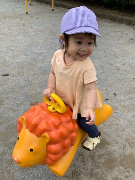 「1歳6ヶ月」｜「アイテム（帽子）」を使った、RiHOさん（キッズ・80cm）の秋コーディネート
