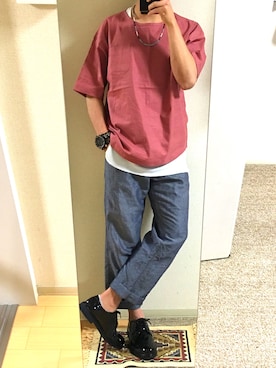 「WEGO（ウィゴー）のWEGO/スラブワッフルラウンドロングタンクトップ（タンクトップ）」を使った、atatsuさん（メンズ・177cm）の夏コーディネート