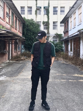 「PUMA（プーマ）のアイテム（帽子）」を使った、許浩偉さん（メンズ・177cm）の春コーディネート