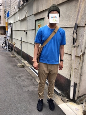 「BEAMS PLUS（ビームスプラス）のアイテム（帽子）」を使った、astkwさん（メンズ・174cm）の夏コーディネート
