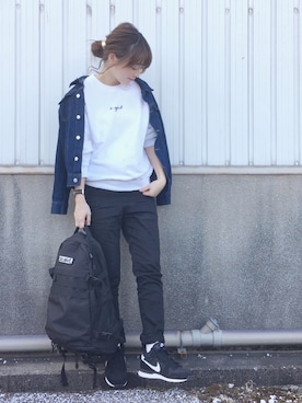 「one after another NICE CLAUP（ワンアフターアナザーナイスクラップ）のアイテム（デニムジャケット）」を使った、てらさん（レディース・161cm）の春コーディネート