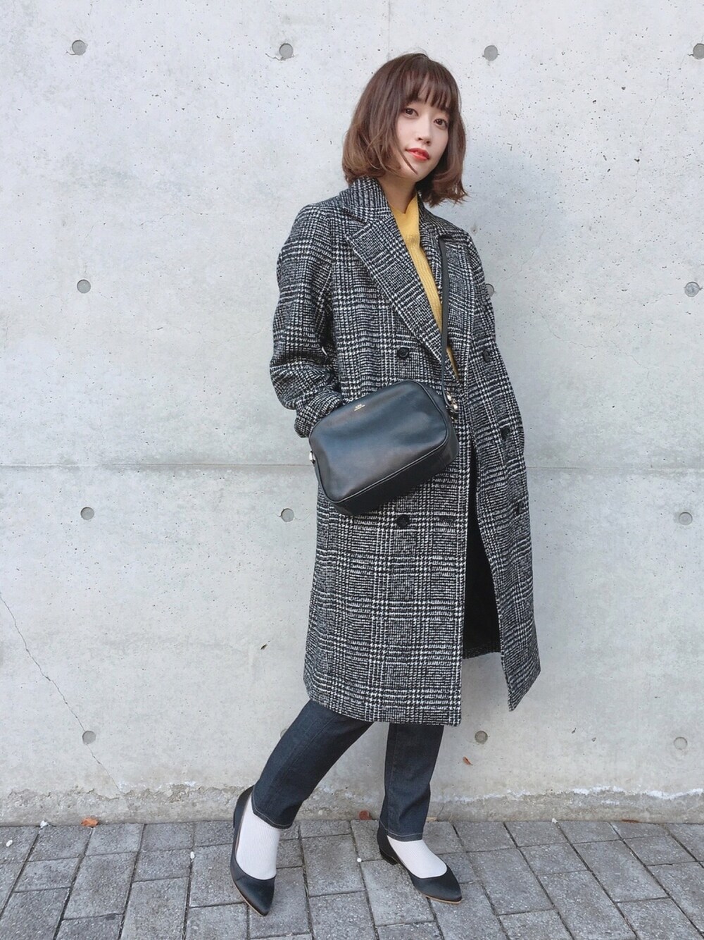「冬コーデ、GU、大人コーデ、チェック、プチプラ、ユニクロ、UNIQLO、シガレットジーンズ、ママコーデ、プチプラコーデ」｜「GUのアイテム（ジャケット/アウター、グレー系）」を使った、てらさん（レディース・161cm）の秋コーディネートの1枚目の写真