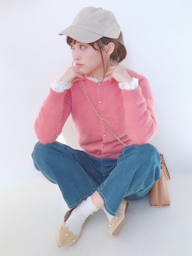 「アンゴラ」｜「アイテム（帽子）」を使った、てらさん（レディース・161cm）の冬コーディネート