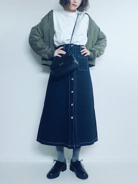 「koe（コエ）のアイテム（MA-1）」を使った、てらさん（レディース・161cm）の冬コーディネート