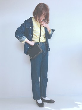 「one after another NICE CLAUP（ワンアフターアナザーナイスクラップ）のアイテム（デニムジャケット）」を使った、てらさん（レディース・161cm）の冬コーディネート