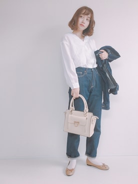 「one after another NICE CLAUP（ワンアフターアナザーナイスクラップ）のアイテム（デニムジャケット）」を使った、てらさん（レディース・161cm）の春コーディネート