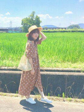 「SLOBE IENA（スローブイエナ）のアイテム（ハット）」を使った、てらさん（レディース・161cm）の夏コーディネート