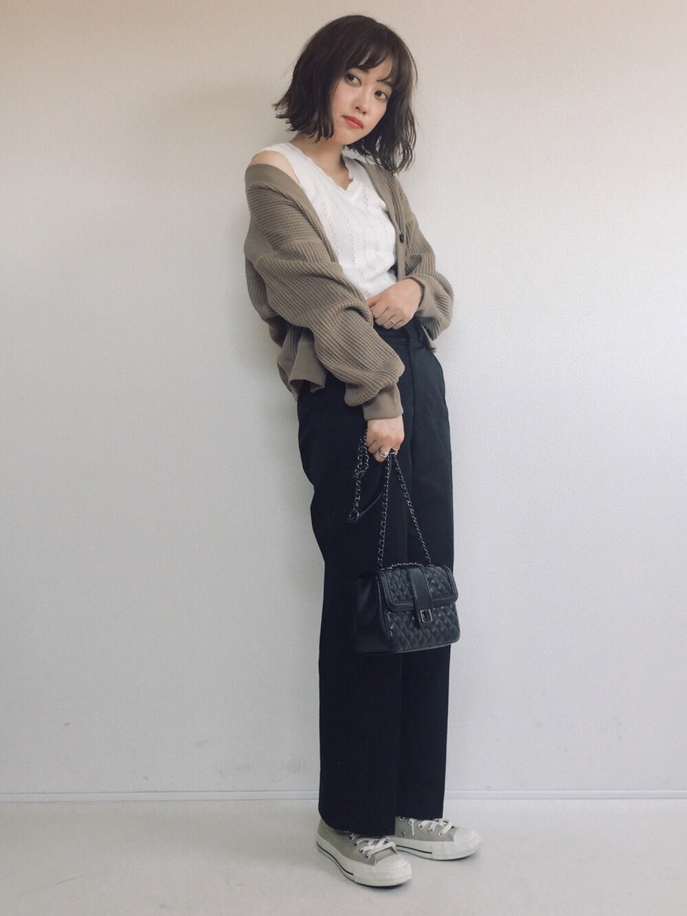 URBAN RESEARCH DOORS - アーバンリサーチドアーズ ワッフル カットソー カーディガン セール】レース刺繍Vネックカーディガン（Tシャツ/カットソー