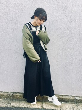 「SLOBE IENA（スローブイエナ）のアイテム（ジャンパースカート）」を使った、てらさん（レディース・161cm）の秋コーディネート