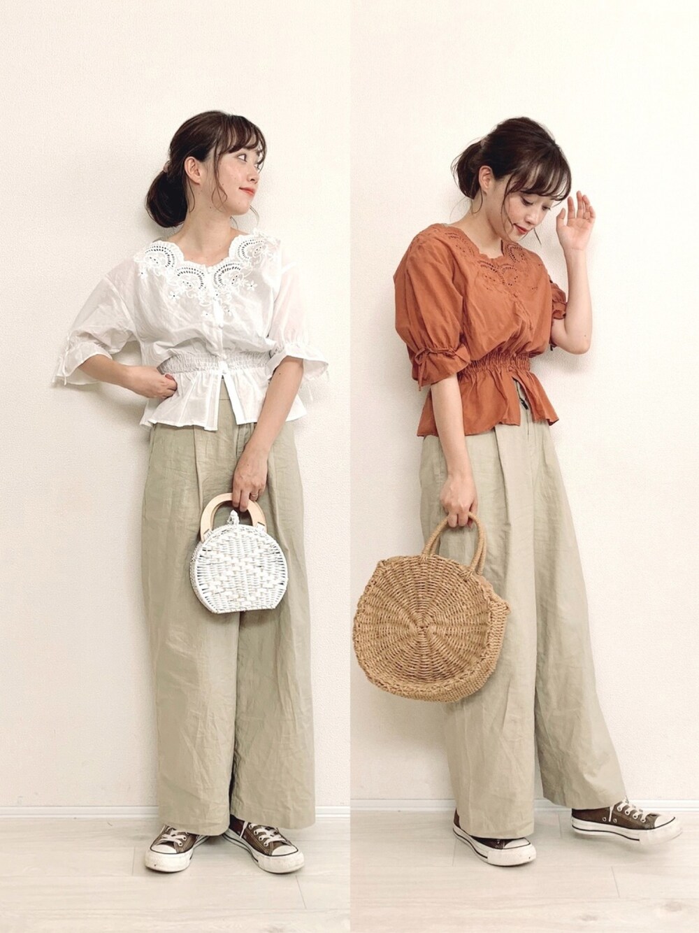 「シンプル、しまむら、UNIQLO、ママコーデ、プチプラコーデ、リネンパンツ、ブラウス、ママファッション」｜「しまむらのアイテム（シャツ/ブラウス、ホワイト系）」を使った、てらさん（レディース・161cm）の夏コーディネートの1枚目の写真