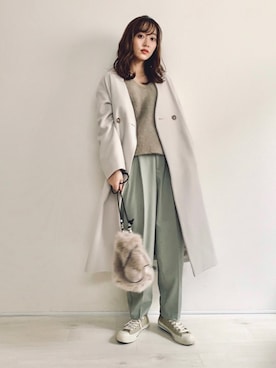 「SLOBE IENA（スローブイエナ）のアイテム（その他アウター）」を使った、てらさん（レディース・161cm）の冬コーディネート