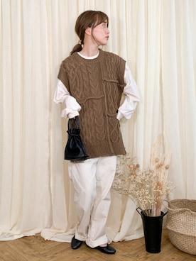 「apres jour mignon（アプレジュールミニョン）のスリット入りBIGロンT【ZOZOTOWN限定アイテム】（Tシャツ/カットソー）」を使った、てらさん（レディース・161cm）の秋コーディネート