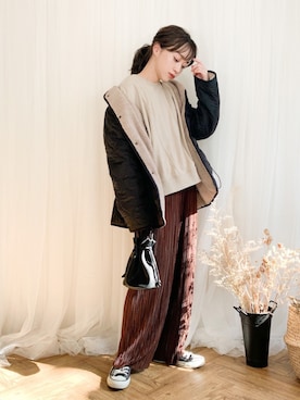 「リエディ」｜「アイテム（ブルゾン）」を使った、てらさん（レディース・161cm）の秋コーディネート