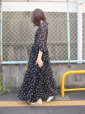 「花柄ワンピース」｜てらさん（レディース・161cm）の春コーディネート