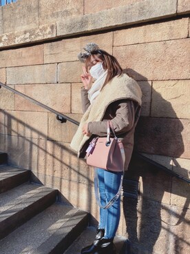 「DIESEL（ディーゼル）のアイテム（その他アウター）」を使った、あゆぽて✴︎さん（レディース・163cm）の冬コーディネート