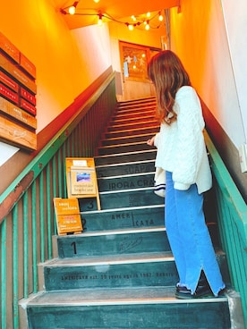 「しまむら（シマムラ）のアイテム（ニット/セーター、ホワイト系）」を使った、yun.tanaさん（レディース・161cm）の春コーディネート